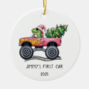 Adorno De Cerámica Primer Coche Camión Monstruo Dinosaurio Personaliz