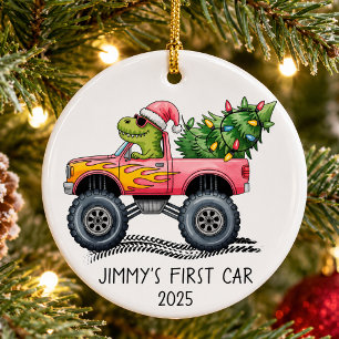 Adorno De Cerámica Primer Coche Camión Monstruo Dinosaurio Personaliz