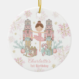 Adorno De Cerámica Primer cumpleaños del ballet de nueces Rubor Pink