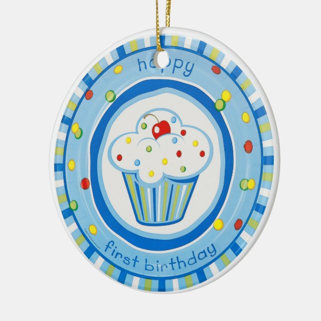 Adorno De Cerámica primer cumpleaños feliz (Izquierda)