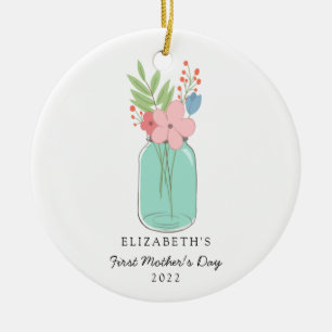 Adorno De Cerámica Primer Día de la Madre Mason Jar Personalizado