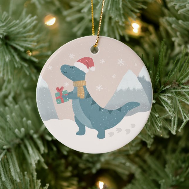 Adorno De Cerámica Primer dinosaurio navideño (Árbol)