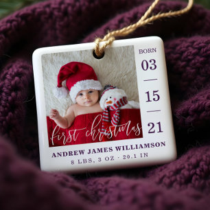 Adorno De Cerámica Primer guión de Navidad para bebé Estadísticas de 