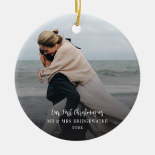 Adorno De Cerámica Primer guión de Navidad Parejas Foto Minimalista