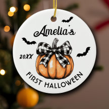 Primer Halloween de bebé Calabaza Lazo Murciélagos