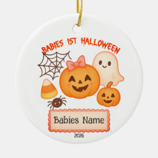 Adorno De Cerámica Primer Halloween de bebés personalizable