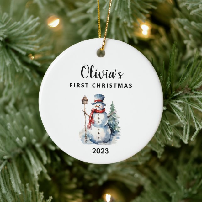 Adorno De Cerámica Primer Keepsake navideño del bebé personalizado (Árbol)