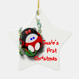 Adorno De Cerámica Primer ladybugette del navidad