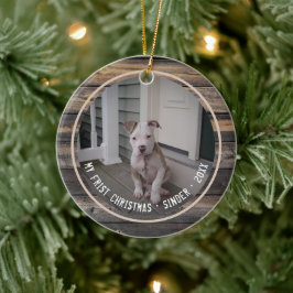 Adorno De Cerámica Primer Mascota de porcino de Navidad Multi Photo K