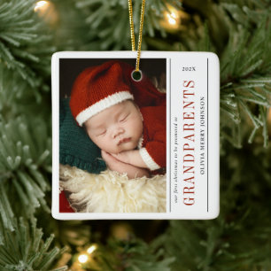Adorno De Cerámica Primer Navidad Abuelos Ascendidos 2 Fotos