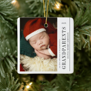 Adorno De Cerámica Primer Navidad Abuelos Ascendidos 2 Fotos