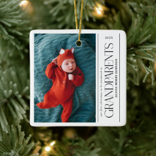 Adorno De Cerámica Primer Navidad Abuelos Ascendidos Papá Foto