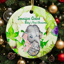 Primer Navidad Botánico Elefante Bebé Foto Persona
