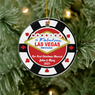 Adorno De Cerámica Primer Navidad casados Ornament Vegas 2021