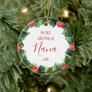 Adorno De Cerámica Primer Navidad como Corona de Fotos de Nana Baby
