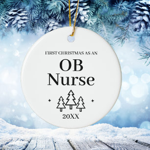 Adorno De Cerámica Primer Navidad como Enfermera de Obstetricia Nuevo