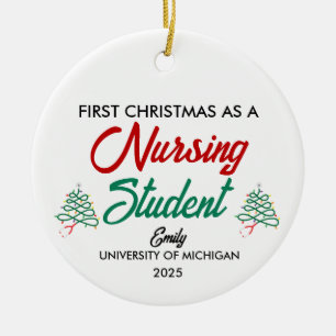Adorno De Cerámica Primer Navidad como estudiante de enfermería adorn