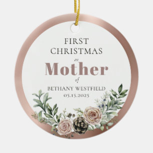Adorno De Cerámica Primer Navidad como Madre Recuerdo Fotográfico
