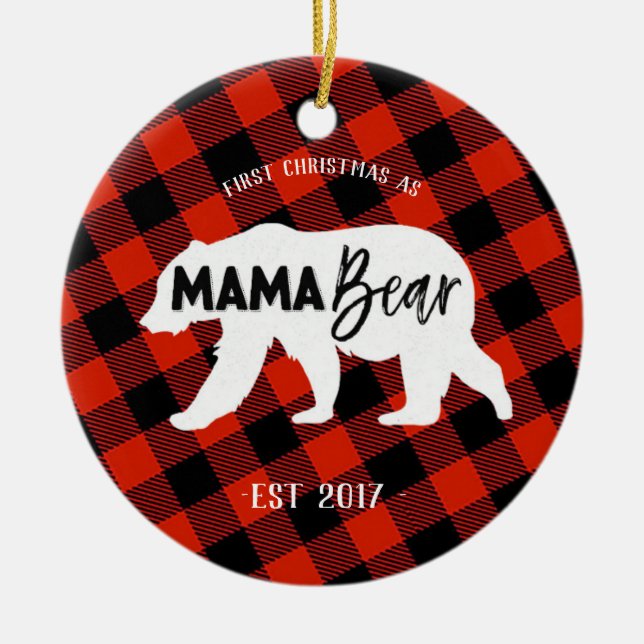 Adorno De Cerámica Primer navidad como mamá Bear Ornament (Frente)