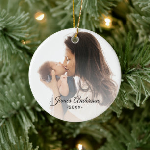 Adorno De Cerámica Primer Navidad como Mamá Foto Nombre