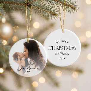Adorno De Cerámica Primer Navidad como Mamá Foto Nombre