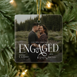 Adorno De Cerámica Primer Navidad comprometida Parejas chic 2 fotos