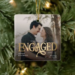 Adorno De Cerámica Primer Navidad comprometida Parejas chic 2 fotos