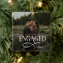Adorno De Cerámica Primer Navidad comprometidos Parejas chic 2 fotos