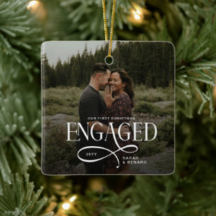 Adorno De Cerámica Primer Navidad comprometidos Parejas chic 2 fotos