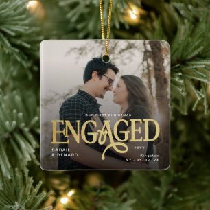 Adorno De Cerámica Primer Navidad comprometidos Parejas chic 2 fotos