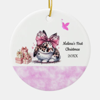 Adorno De Cerámica Primer Navidad de adorable conejito bebé