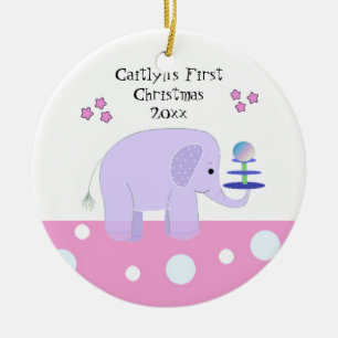 Adorno De Cerámica Primer Navidad de Bebé Elefante