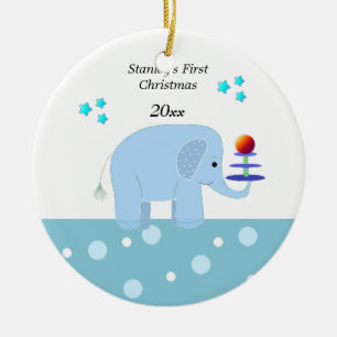 Adorno De Cerámica Primer Navidad de Bebé Elefante