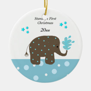 Adorno De Cerámica Primer Navidad de Bebé Elefante