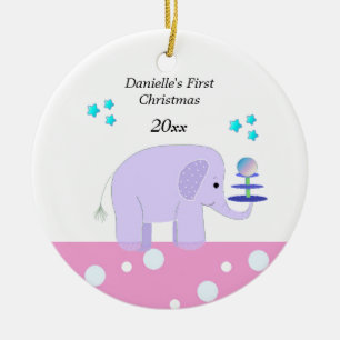 Adorno De Cerámica Primer Navidad de Bebé Elefante