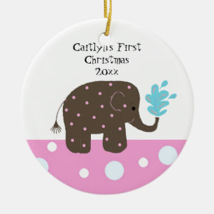 Adorno De Cerámica Primer Navidad de Bebé Elefante