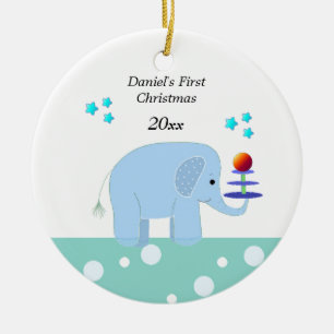 Adorno De Cerámica Primer Navidad de Bebé Elefante