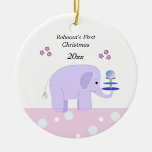 Adorno De Cerámica Primer Navidad de Bebé Elefante