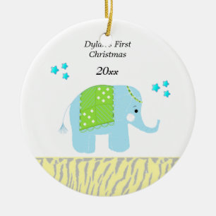 Adorno De Cerámica Primer Navidad de bebé elefante indio