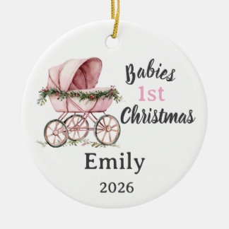 Adorno De Cerámica Primer Navidad de Bebés Personalizable para Niña