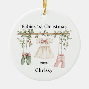 Adorno De Cerámica Primer Navidad de Bebés Personalizable para Niña