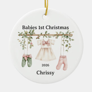 Adorno De Cerámica Primer Navidad de Bebés Personalizable para Niña