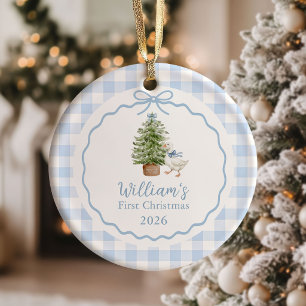 Adorno De Cerámica Primer Navidad de Blue Silly Goose Baby