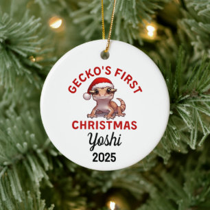 Adorno De Cerámica Primer Navidad de Gecko Crestada 2025