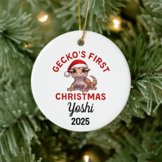 Adorno De Cerámica Primer Navidad de Gecko Crestada 2025