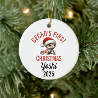Adorno De Cerámica Primer Navidad de Gecko Leopardo 2025