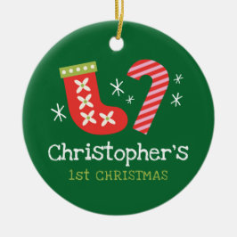 Adorno De Cerámica Primer Navidad del bebé personalizado