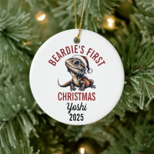 Adorno De Cerámica Primer Navidad del Dragón Barbudo 2025