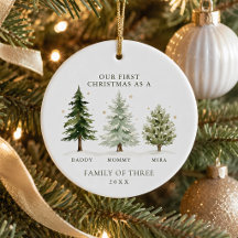 Primer Navidad Familia de Tres Árboles Personaliza