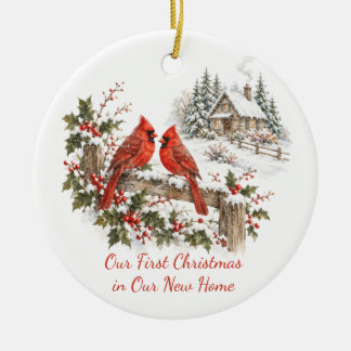 Adorno De Cerámica Primer Navidad Personalizada Cardinal Nuevo Hogar